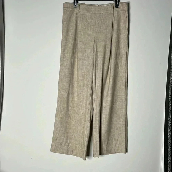 Esmaee Tan Wide Leg Pull On Pants Trousers Size L - Picture 1 of 5